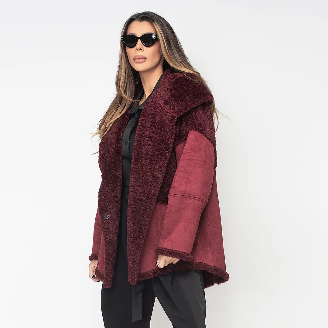 Palton lung cu astragan