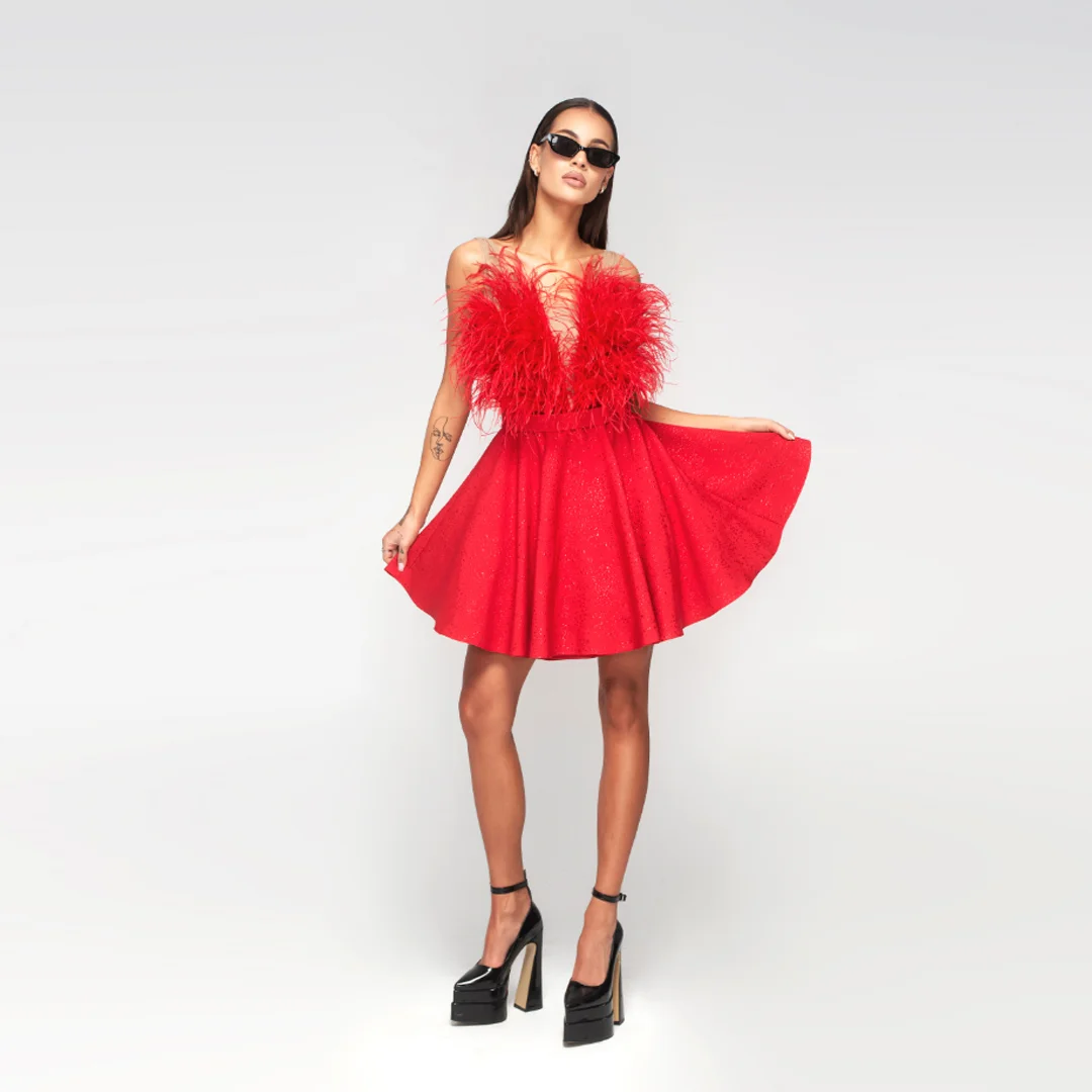 Rochie de dama cu pene