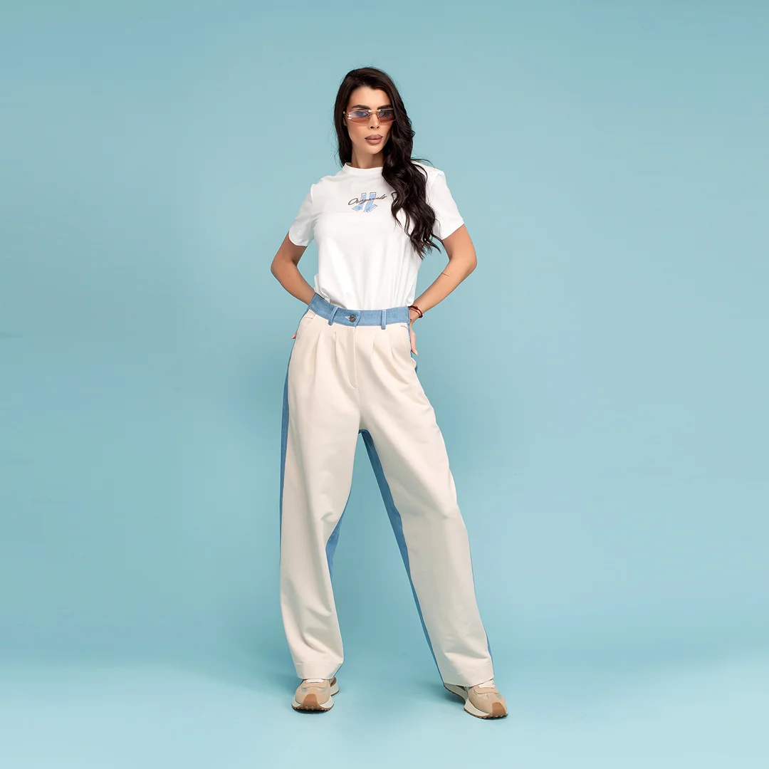 Pantaloni oversize cu mansete duble