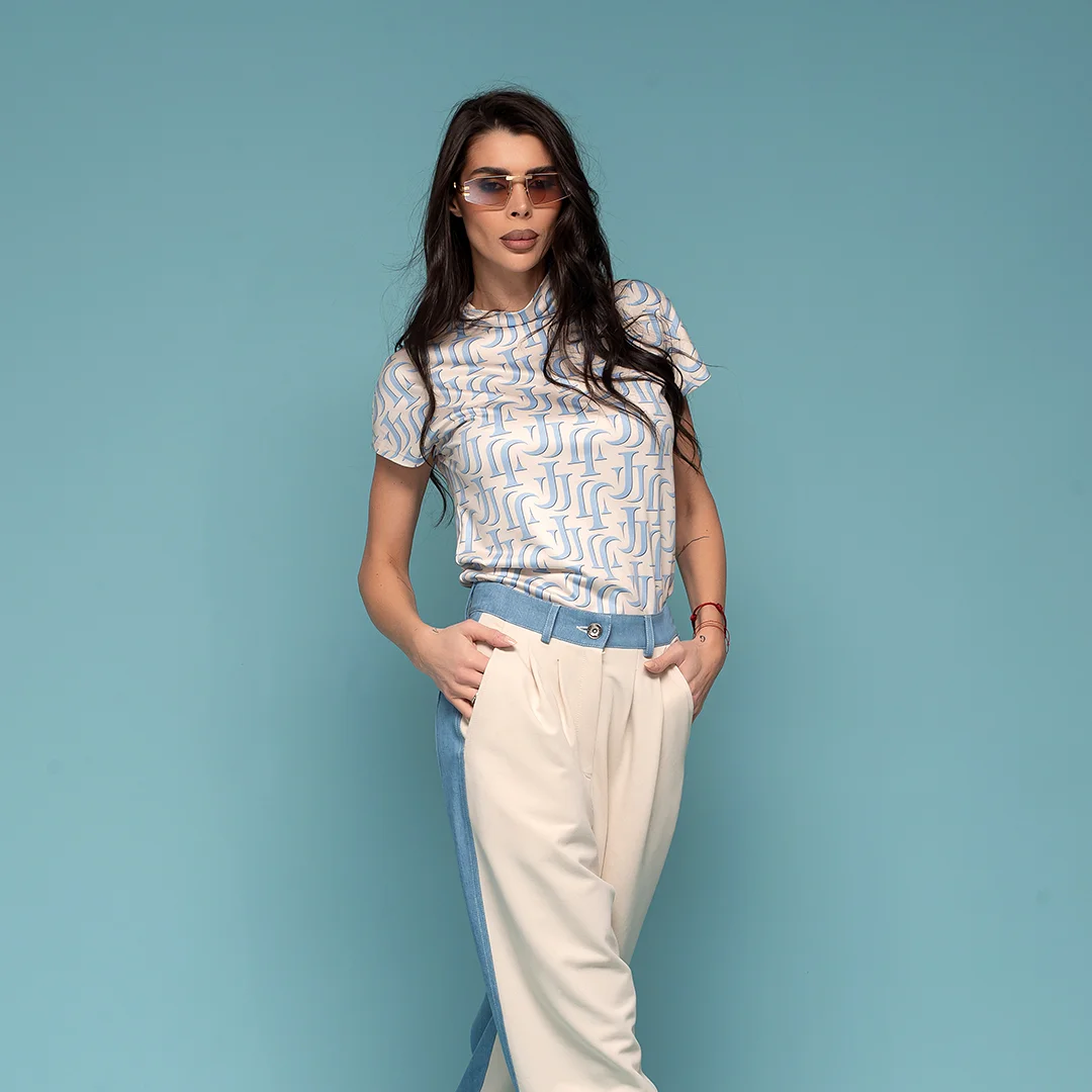 Polo de damă cu imprimeu în contrast