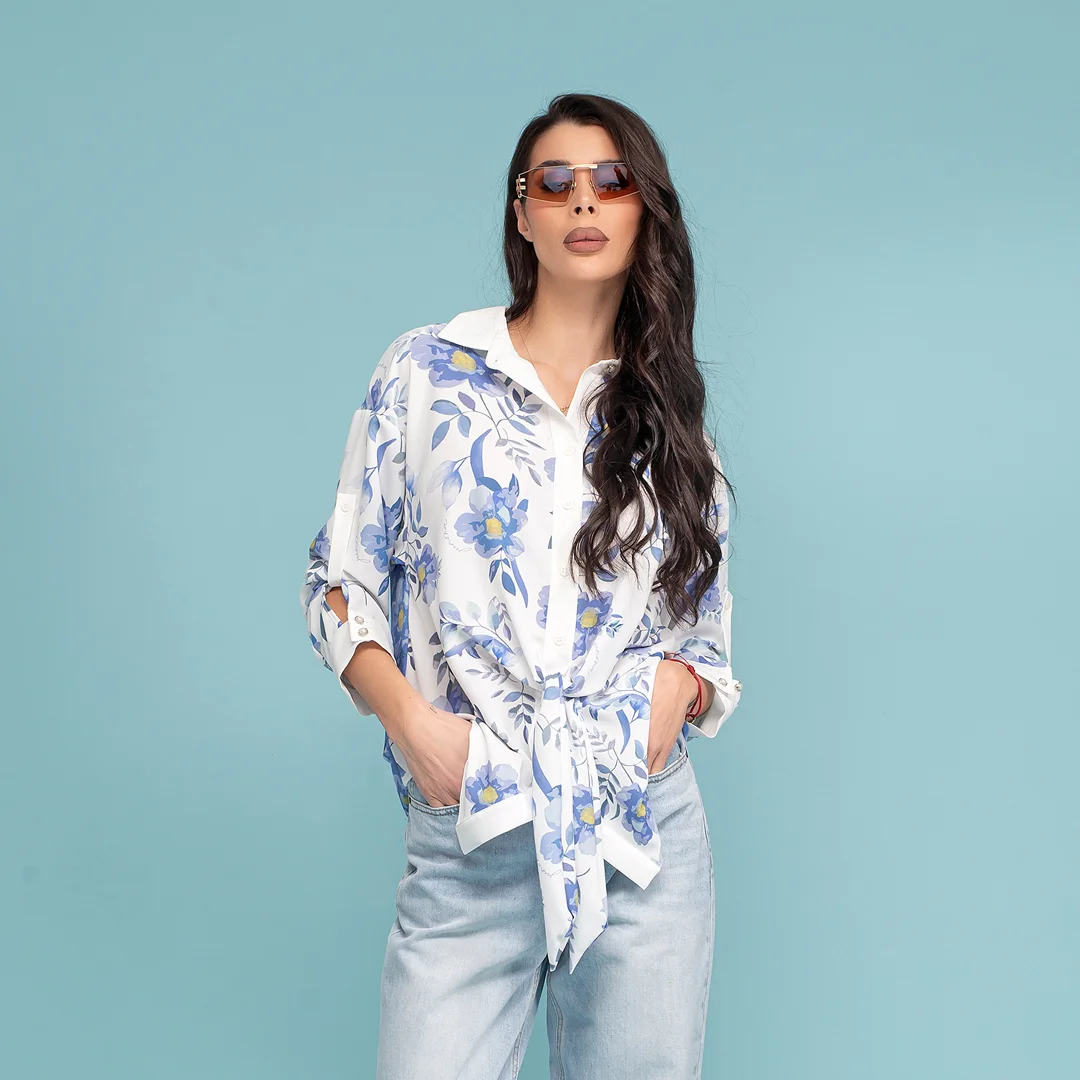 Cămașă florală cu cravată