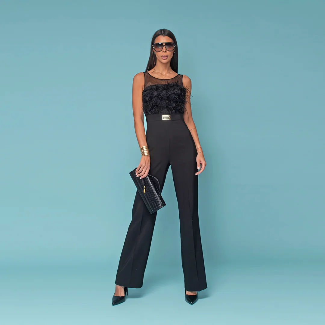 Salopeta cu trandafiri si pene