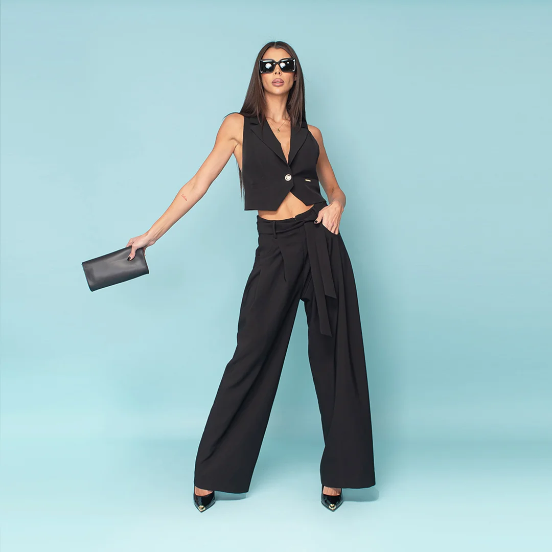 Pantaloni oversize cu mansete duble