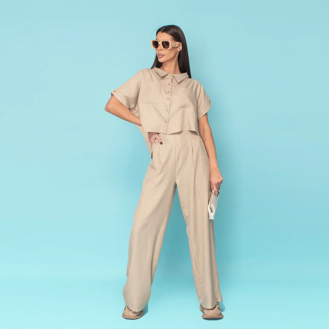 Pantaloni oversize cu mansete duble
