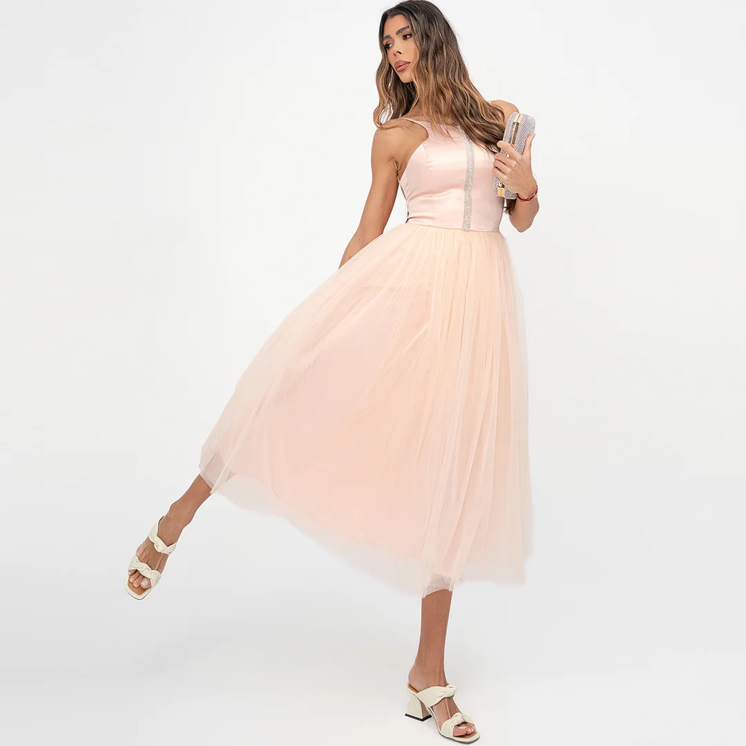 Rochie lunga cu tul
