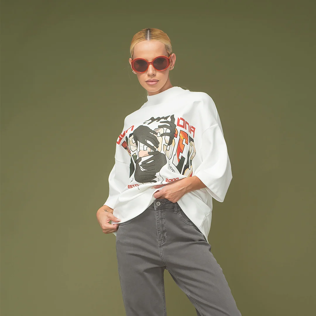 Tricou supradimensionat cu imprimeu